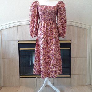 J. Crew Floral Smocked Midi Dress